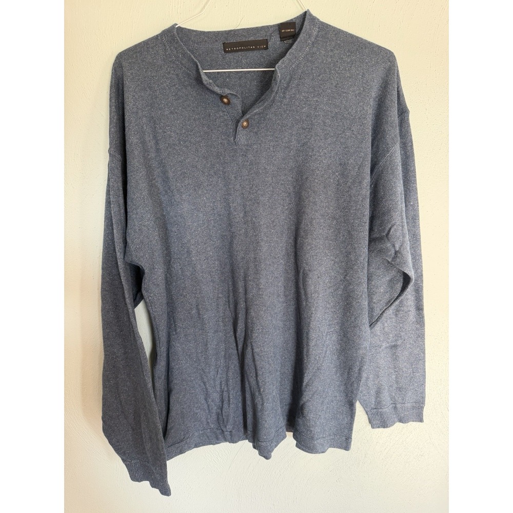 Metropolitan View long-sleeve knit Henley sweater rounded button neckline Sz XL